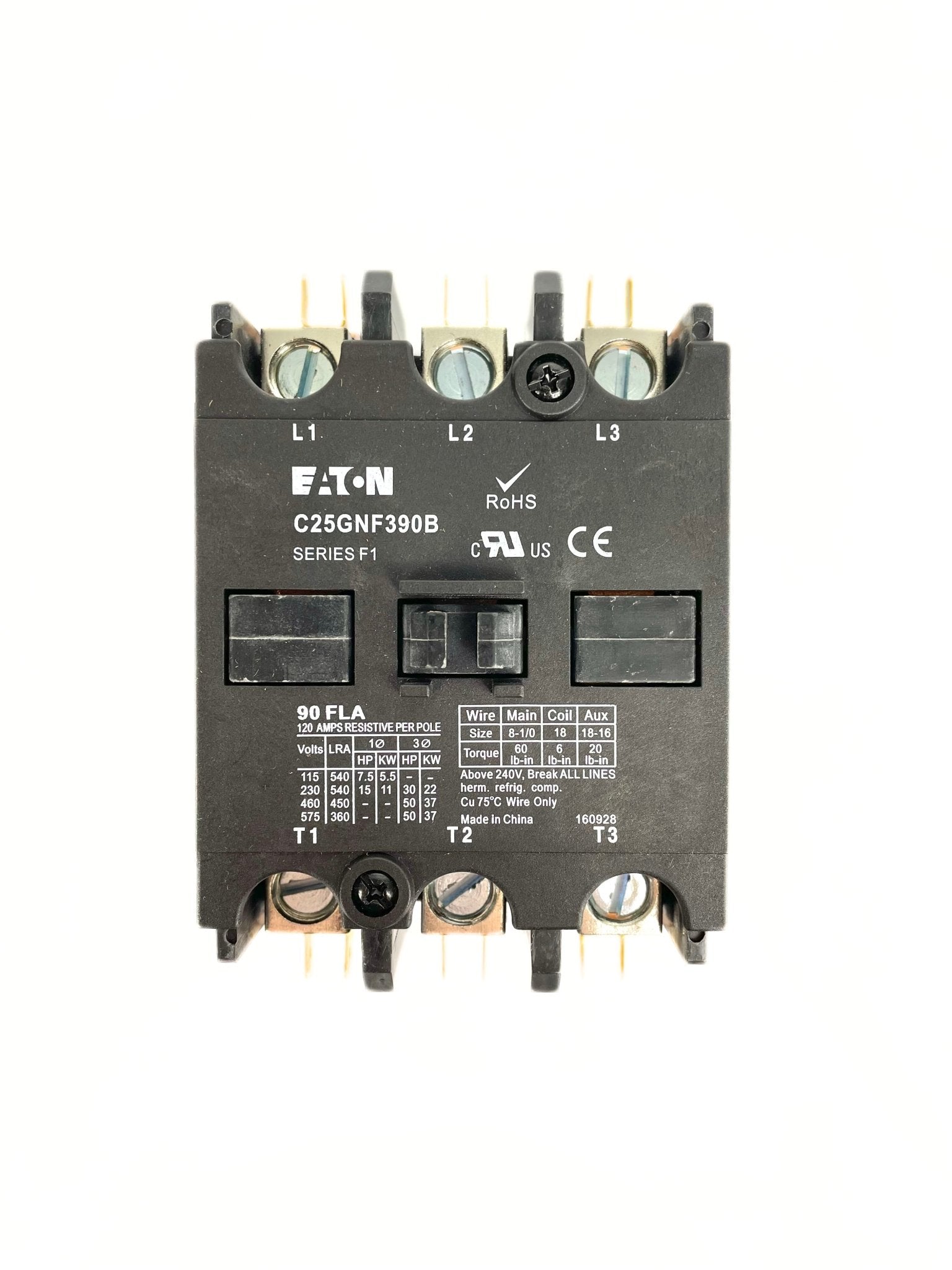 Eaton 3 Pole 90 Amp 208240V Contactor C25GNF390B