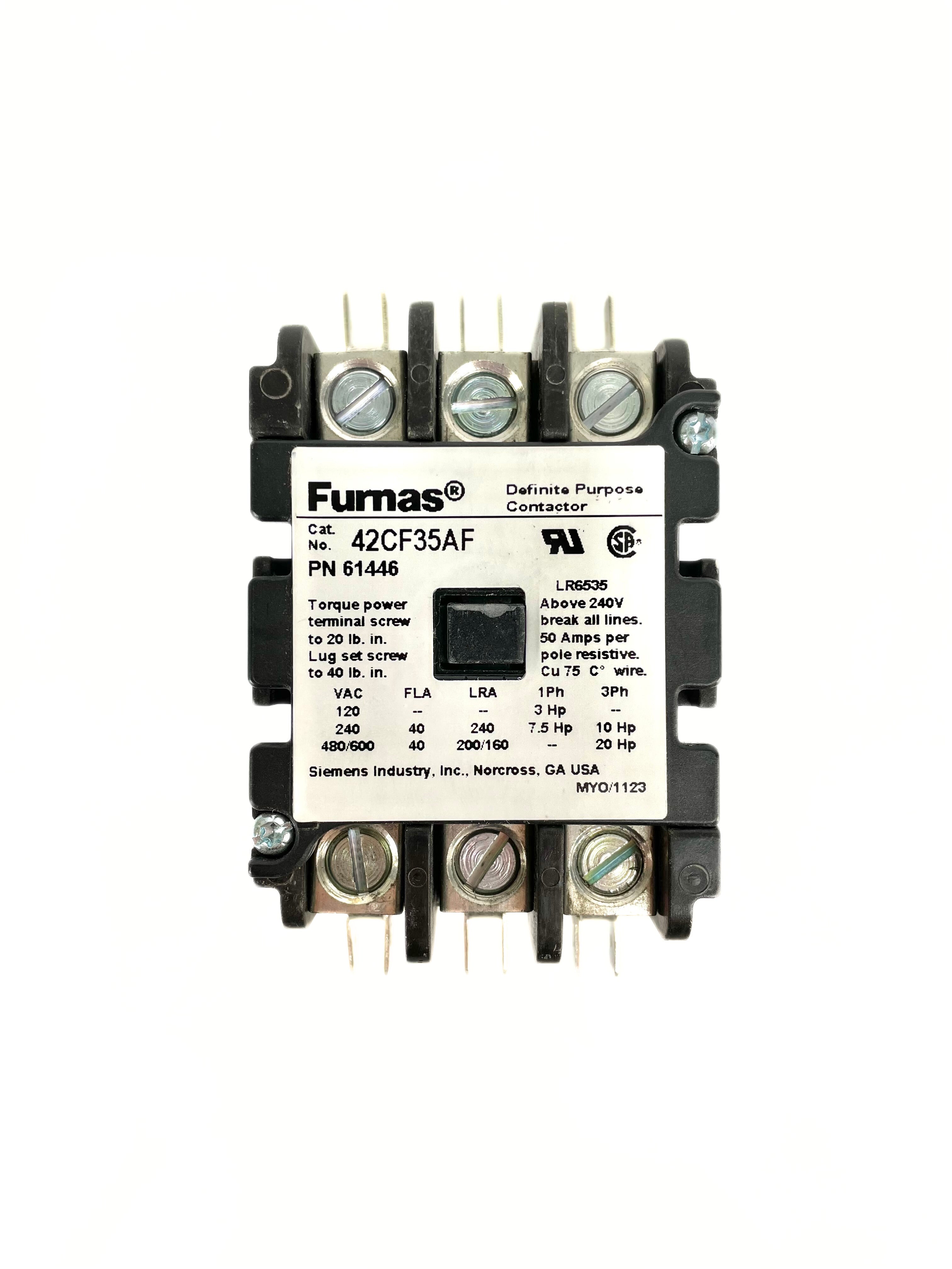 Furnas 3 Pole 40 Amp 120V Contactor 42CF35AF