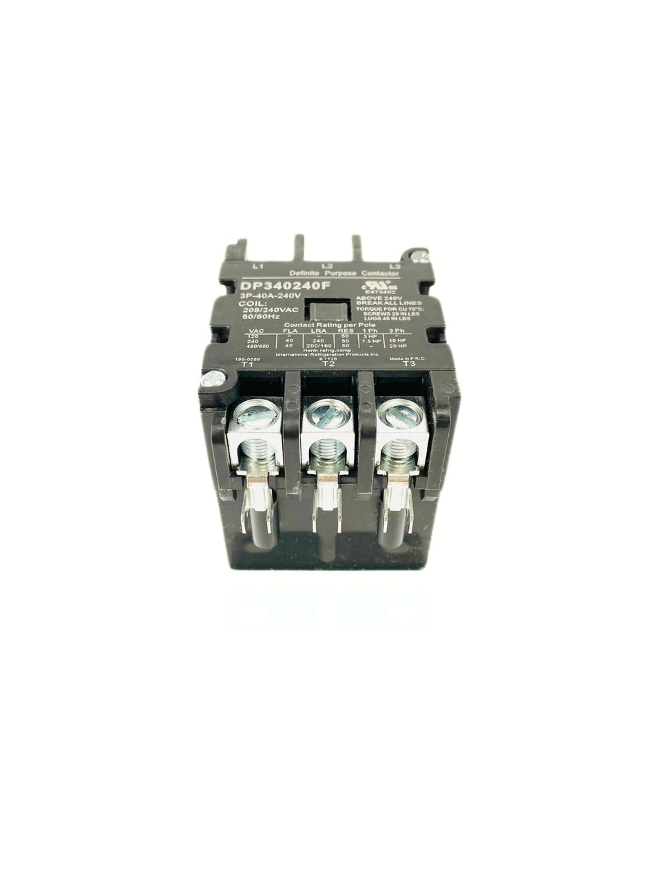 IRP 3 Pole 40 Amp 240V Definite Purpose Contactor DP340240F