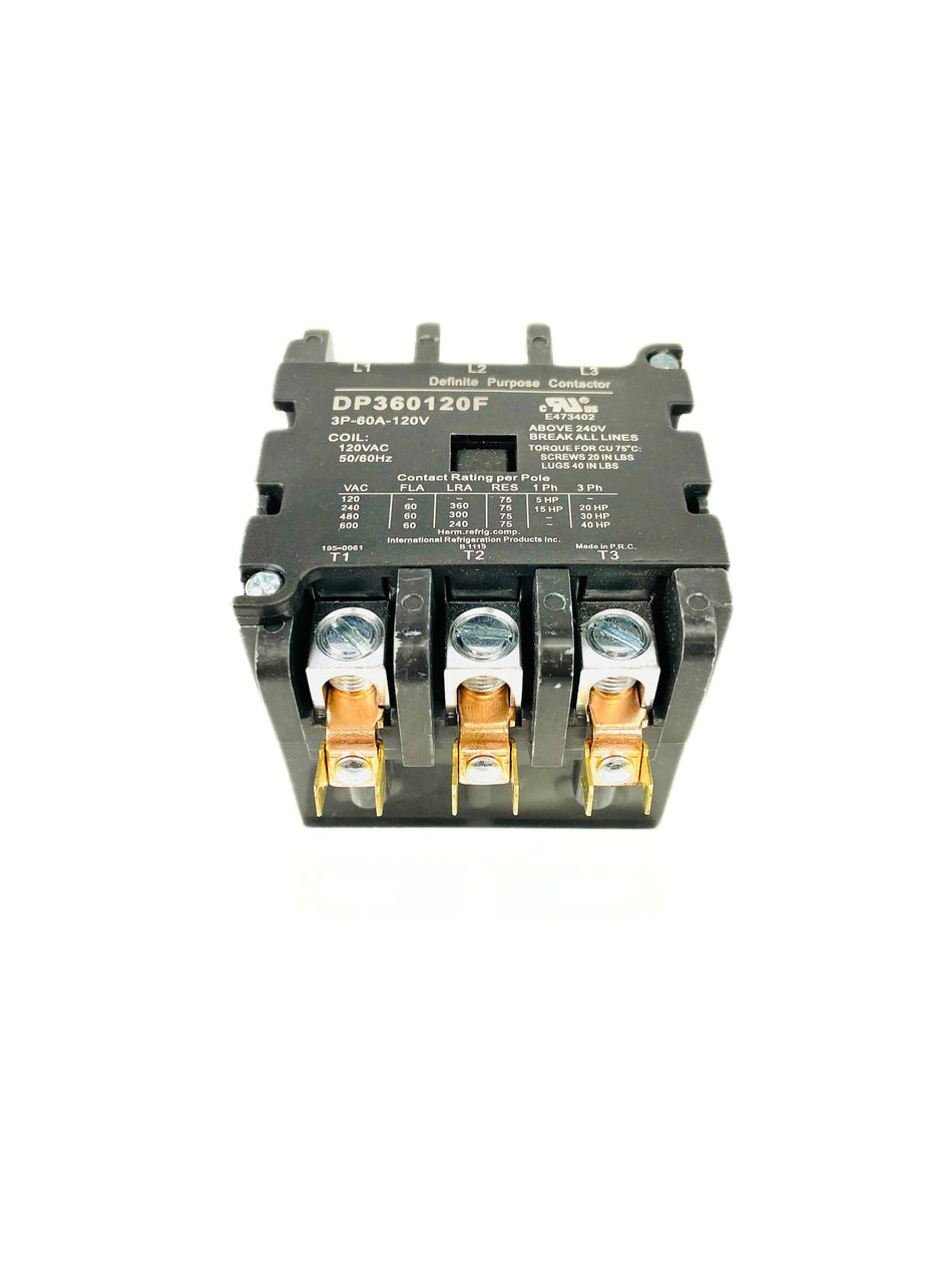 IRP 3 Pole 60 Amp 120V Definite Purpose Contactor DP360120F
