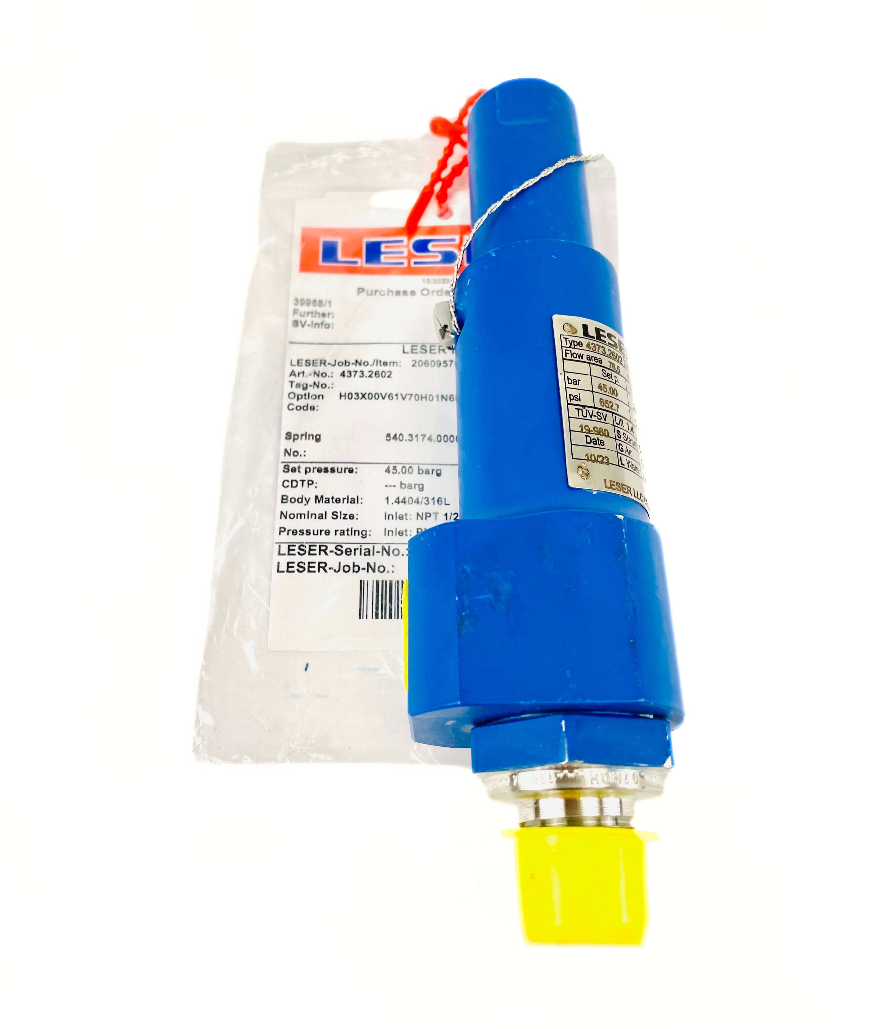 Leser 45 Bar Safety Relief Valve 4373.2602