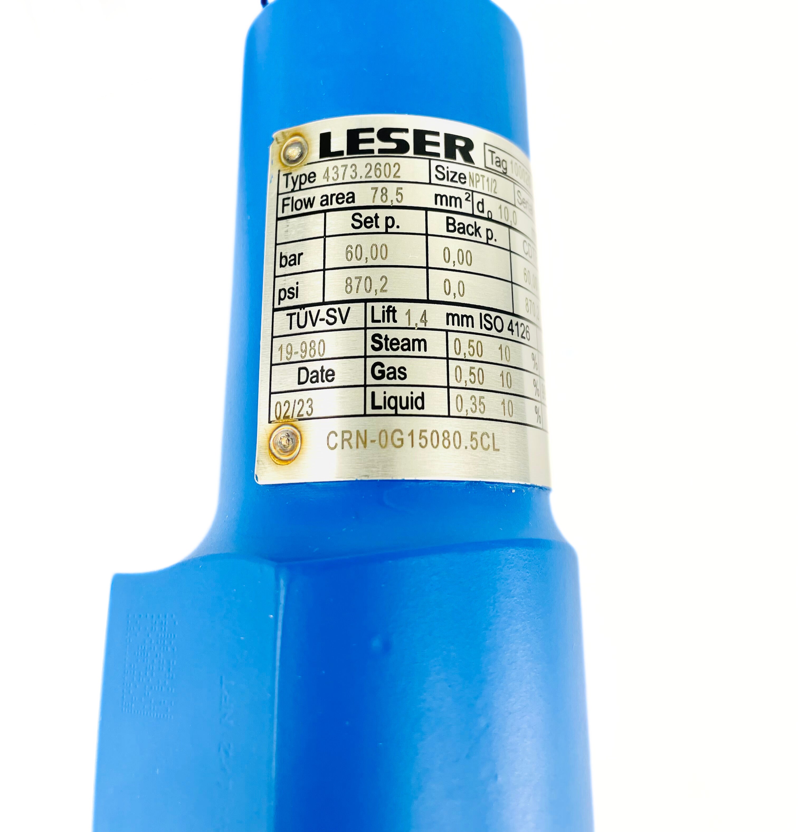 Leser 60 Bar Safety Relief Valve 4373.2602