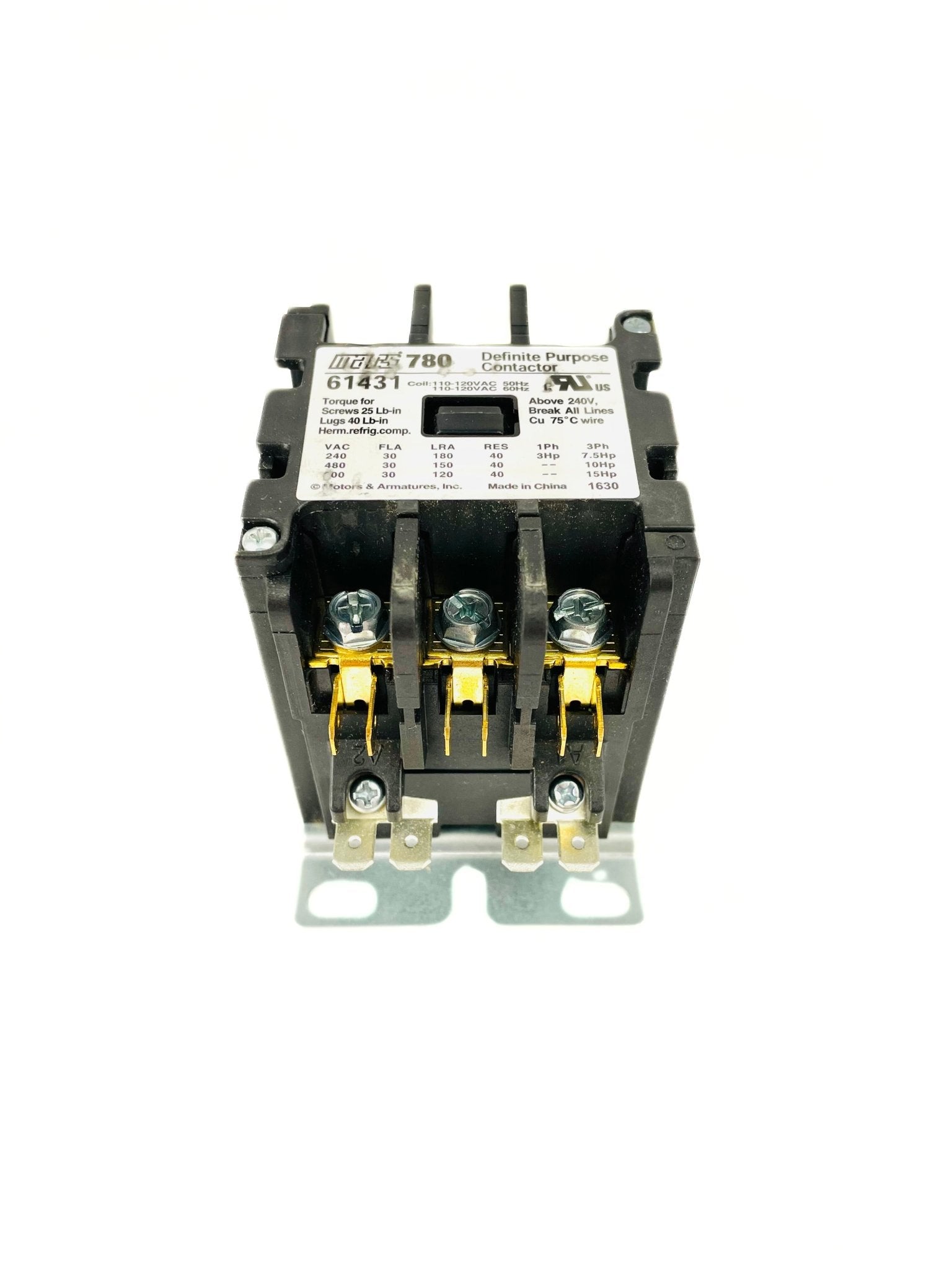 Mars 3 Pole 30 Amp 120V Definite Purpose Contactor 61431