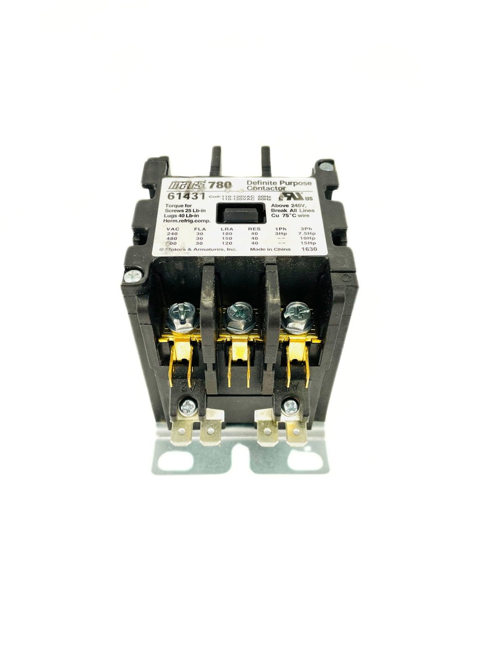 Mars 3 Pole 30 Amp 120V Definite Purpose Contactor 61431