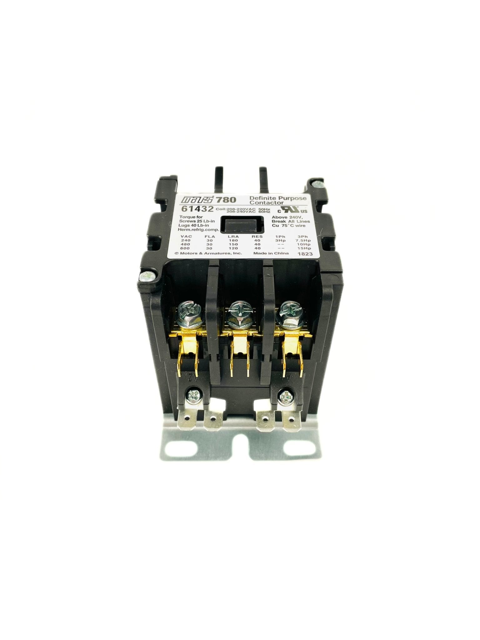 Mars 3 Pole 30 Amp 208-240V Definite Purpose Contactor 61432