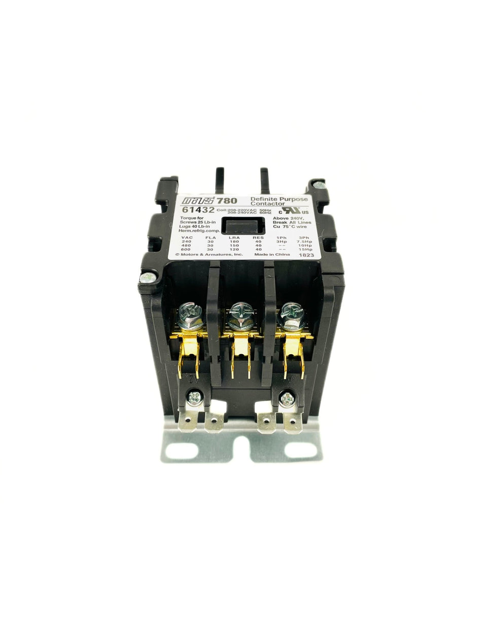 Mars 3 Pole 30 Amp 208-240V Definite Purpose Contactor 61432