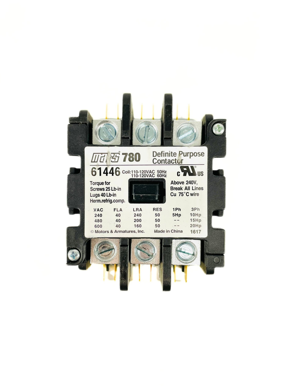 Mars 3 Pole 40 Amp 120V Definite Purpose Contactor 61446