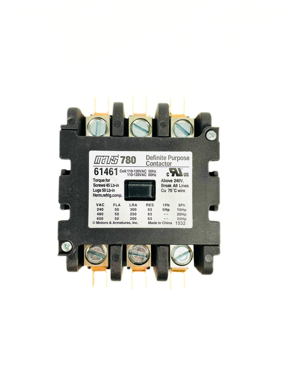 Mars 3 Pole 50 Amp 120V Contactor 61461