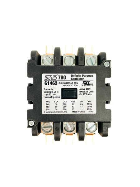 Mars 3 Pole 50 Amp 208-240V Contactor 61462