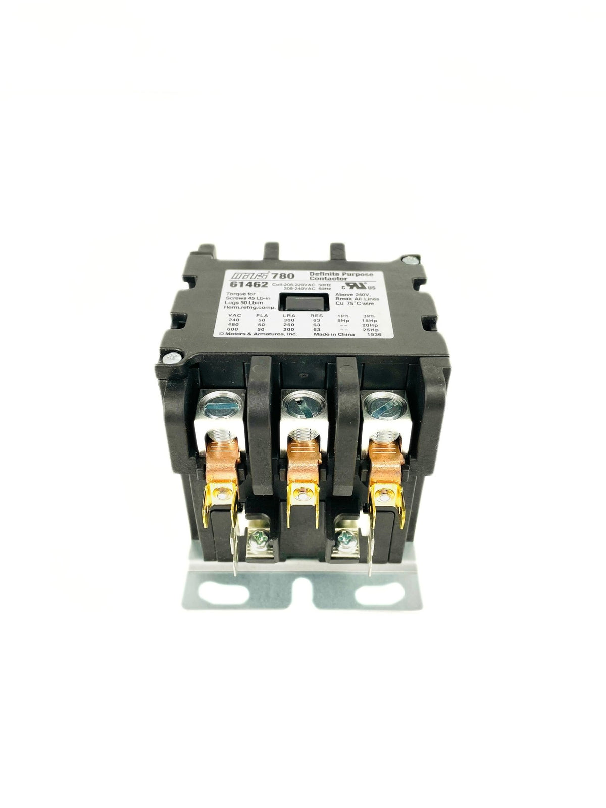 Mars 3 Pole 50 Amp 208-240V Contactor 61462