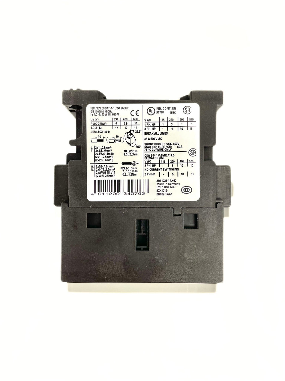 Siemens 3 Pole 17 Amps 110120 V Contactor 3RT1025-1AK60