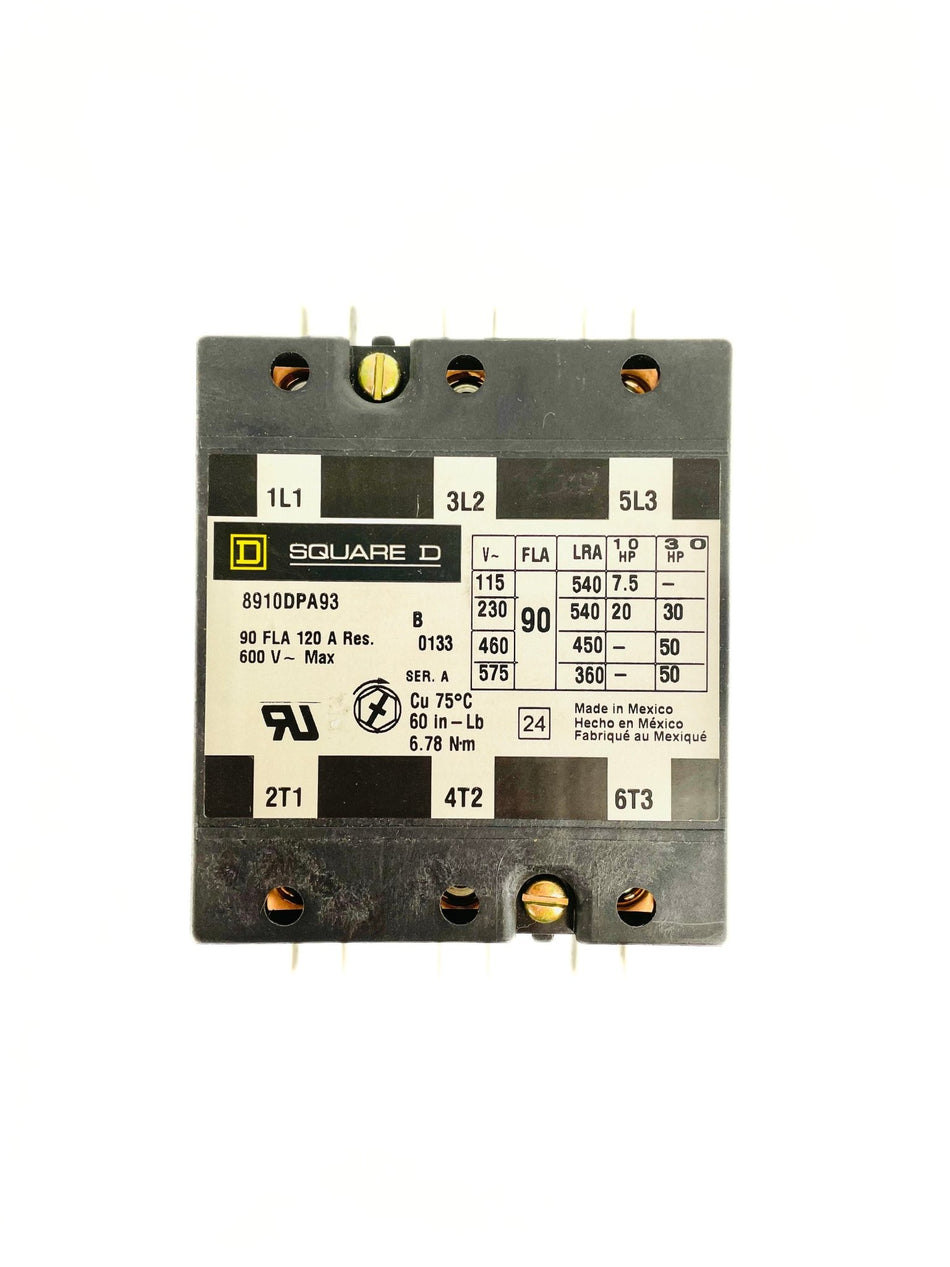 Square D 3 Pole 90 Amp 208240V Contactor 8910DPA93V09