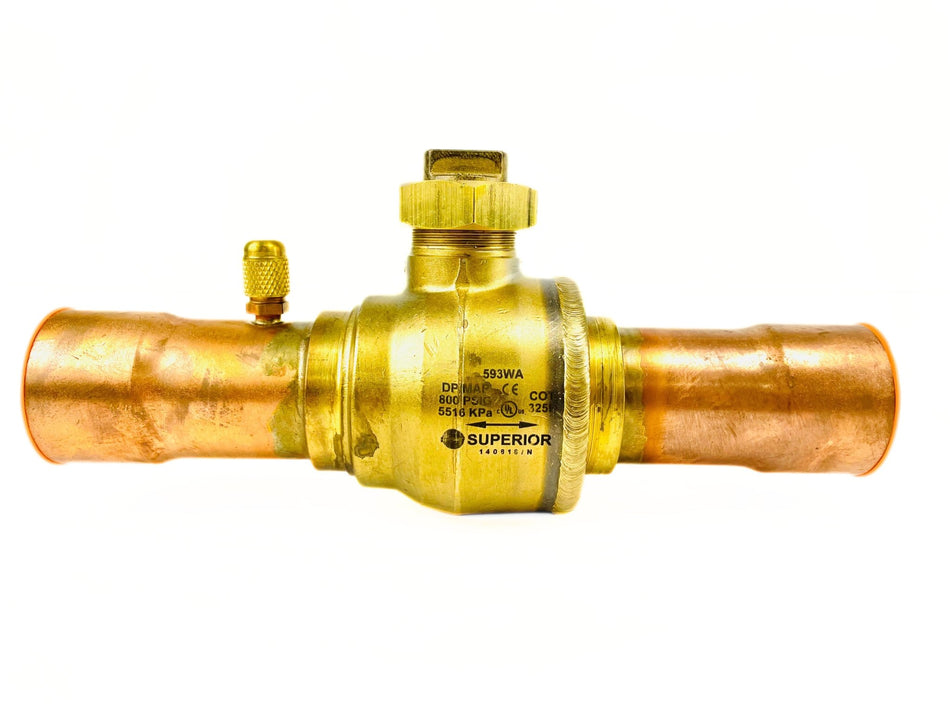 Superior Refrigeration 1-58 ODS Brass Ball Valve 593WAS-15ST