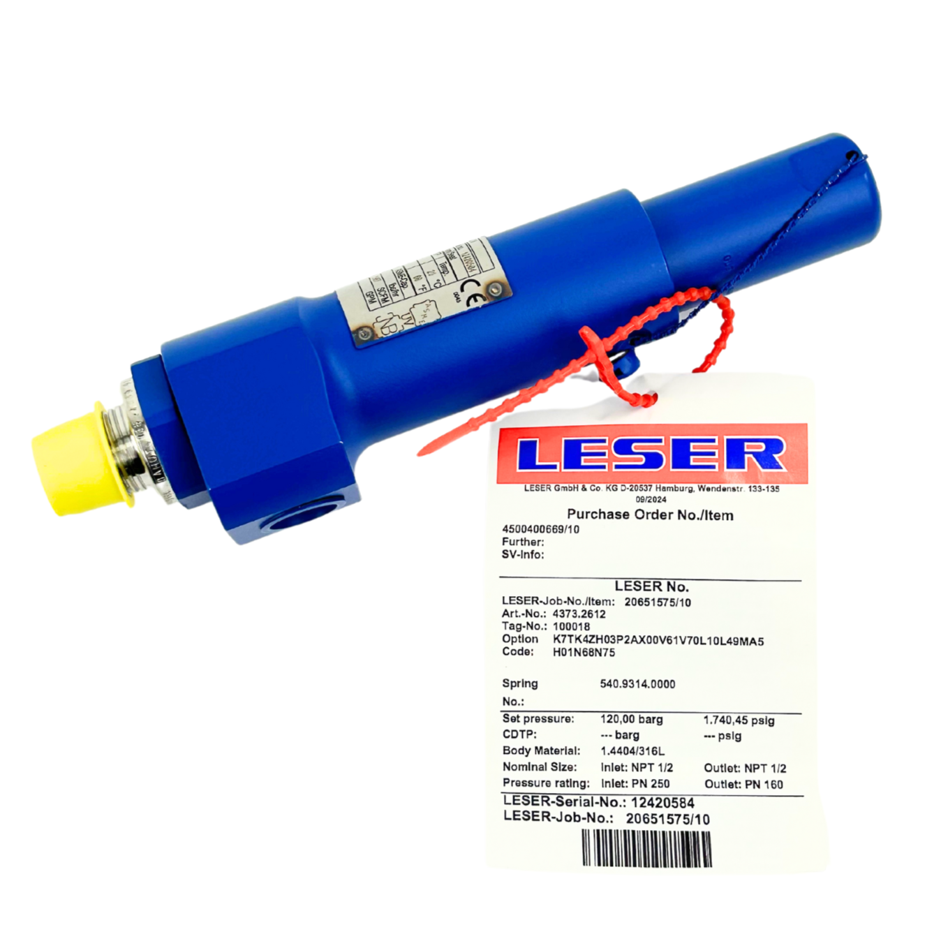 Leser 120 Bar Safety Relief Valve 100018