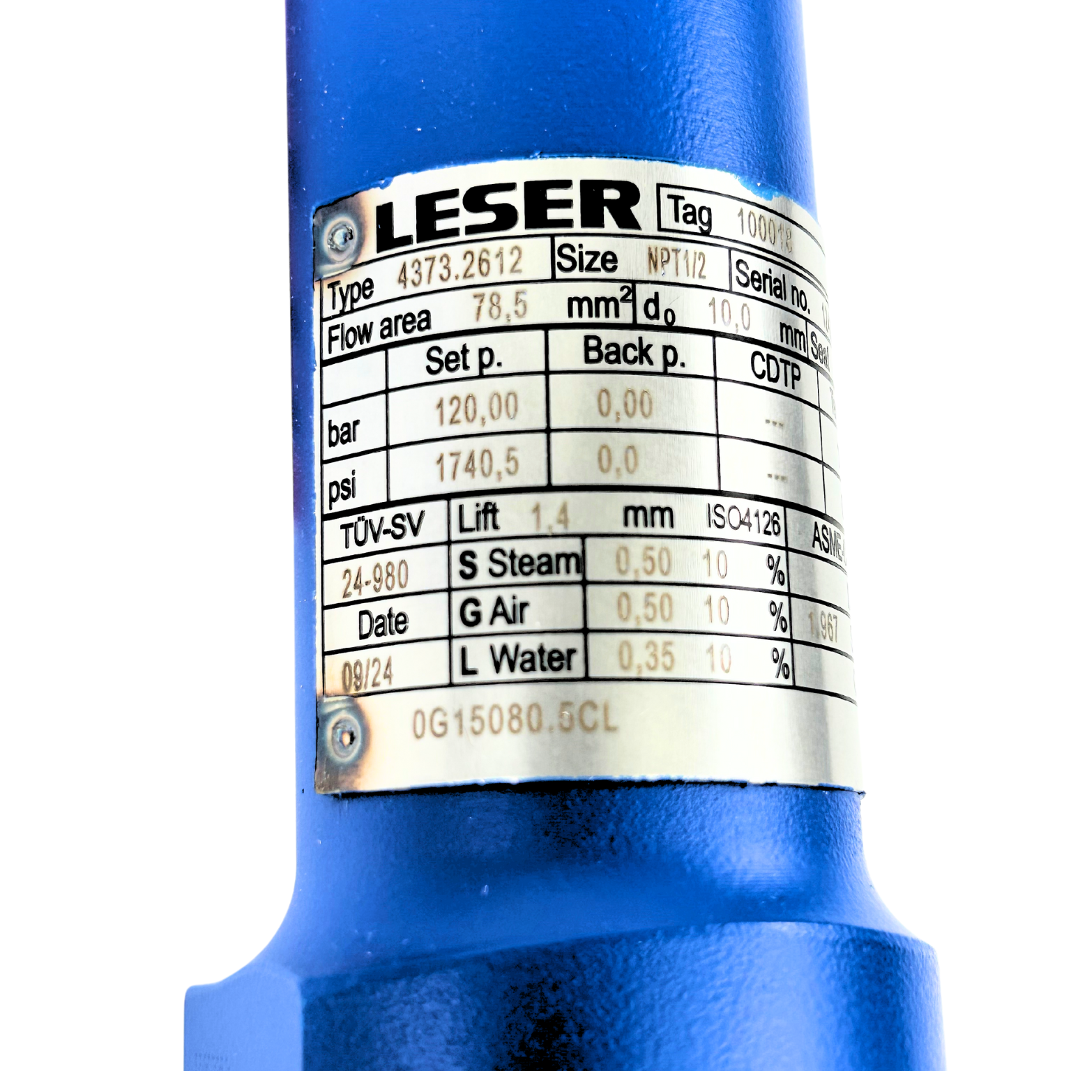 Leser 120 Bar Safety Relief Valve 100018