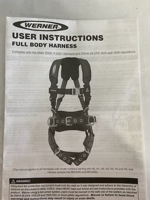 WERNER BASE WEAR STANDARD HARNESS WITH TONGUE BUCKLE LEGS - Commercial Climate Supply